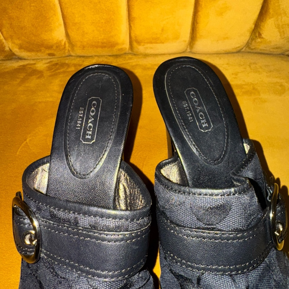 Coach Y2K Womens Willow Mule Studded Signature Logo Black Clogs Heel- Size 9B - Picture 6 of 16